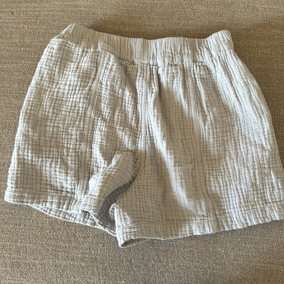 Madewell Easy Pull On Light Spun Cotton Gauze Gray Blue Shorts Pockets XS - Picture 8 of 8